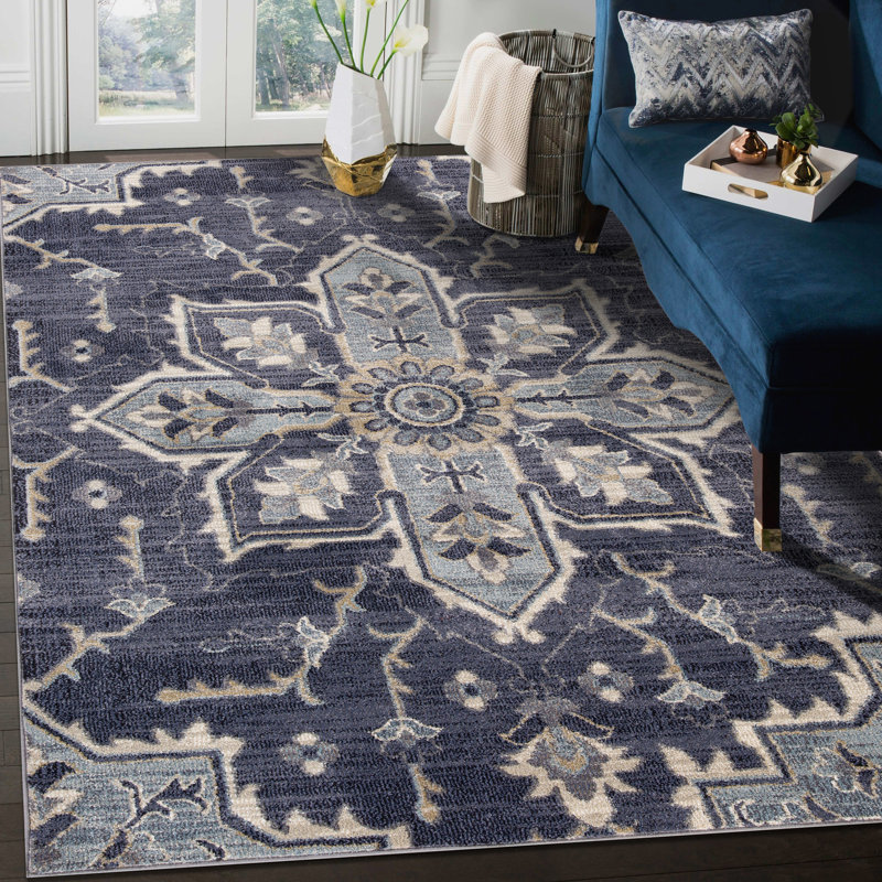 Tapis oriental en polypropylène tissé à la machine Annaliya, Rectangle 5 pi 3 po x 7 pi 6 po