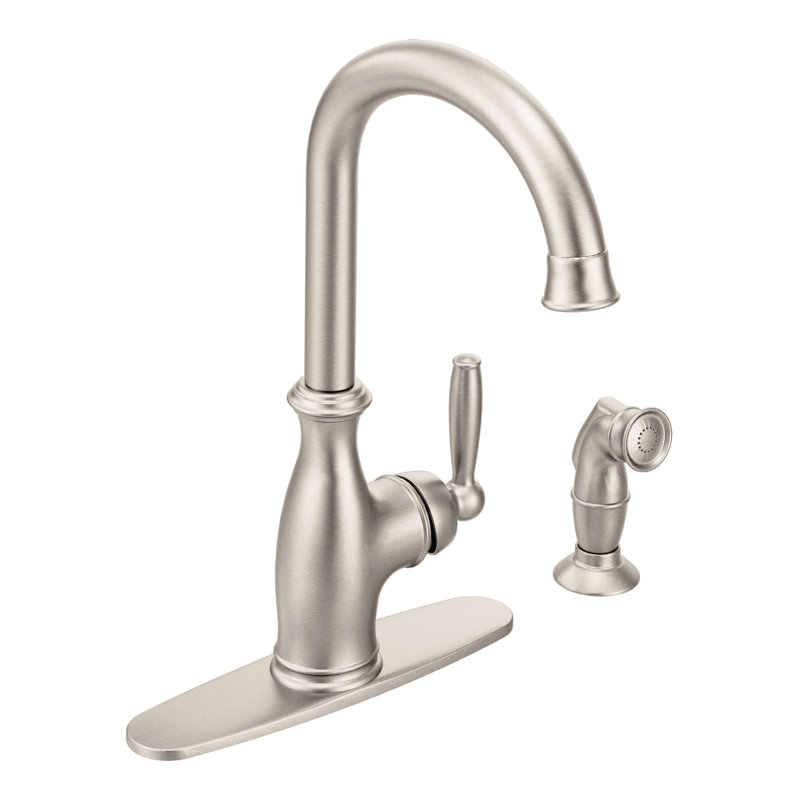 Brantford Pull Out Single Handle Kitchen Faucet with Side Spray, Spot Resist Stainless