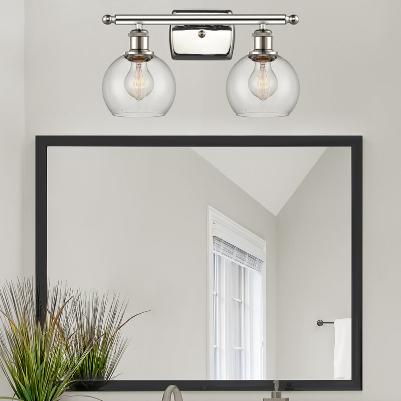 Éclairage pour meuble-lavabo en laiton antique à 2 lumières Almatine, Transparent, Nickel poli, Incandescente