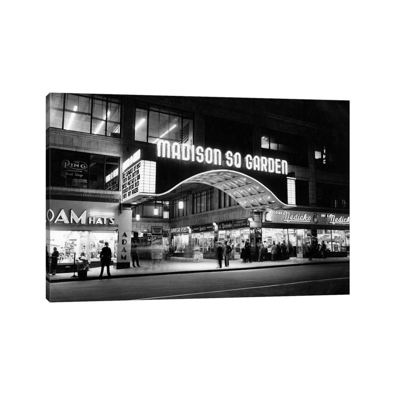 1950s Madison Square Garden Marquee Night West 49Th Street Billing Ice Capades Of 1953 Building Demolished 1968 NYC NY USA - Wrapped Canvas Print