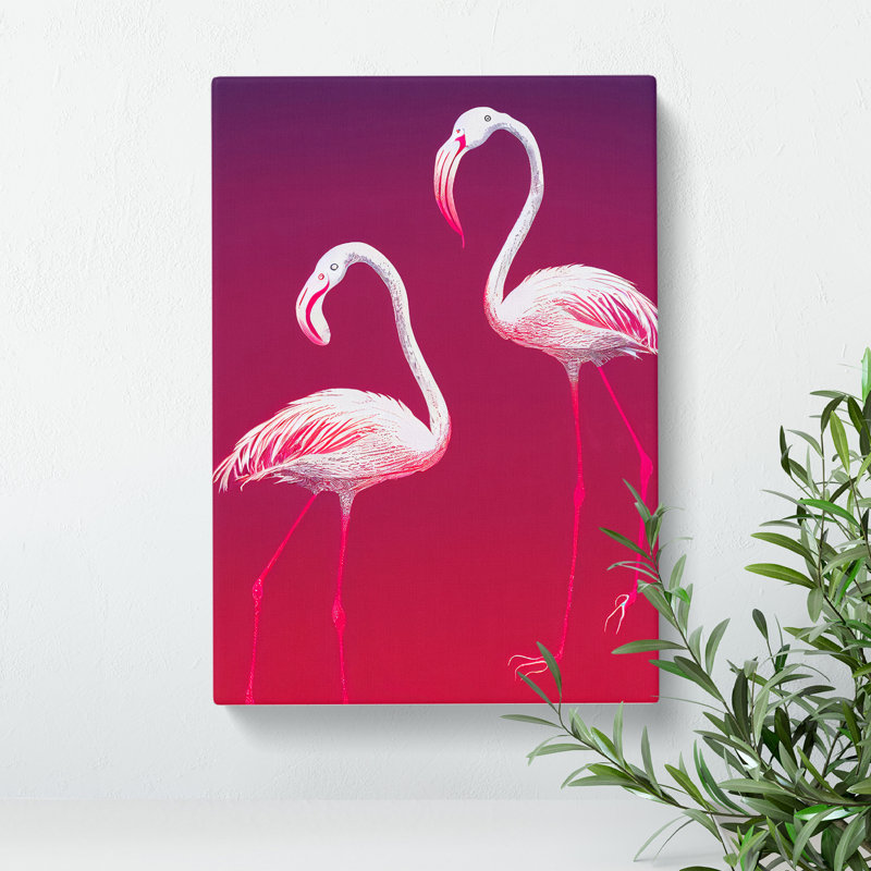 A Pair Of Flamingos - Wrapped Canvas, 60cm H x 40cm W x 3cm D