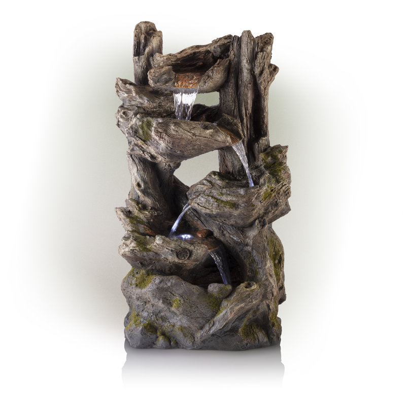 Jaason Outdoor Weather Resistant Floor Fountain with Light, 39" H x 21" W x 18" D
