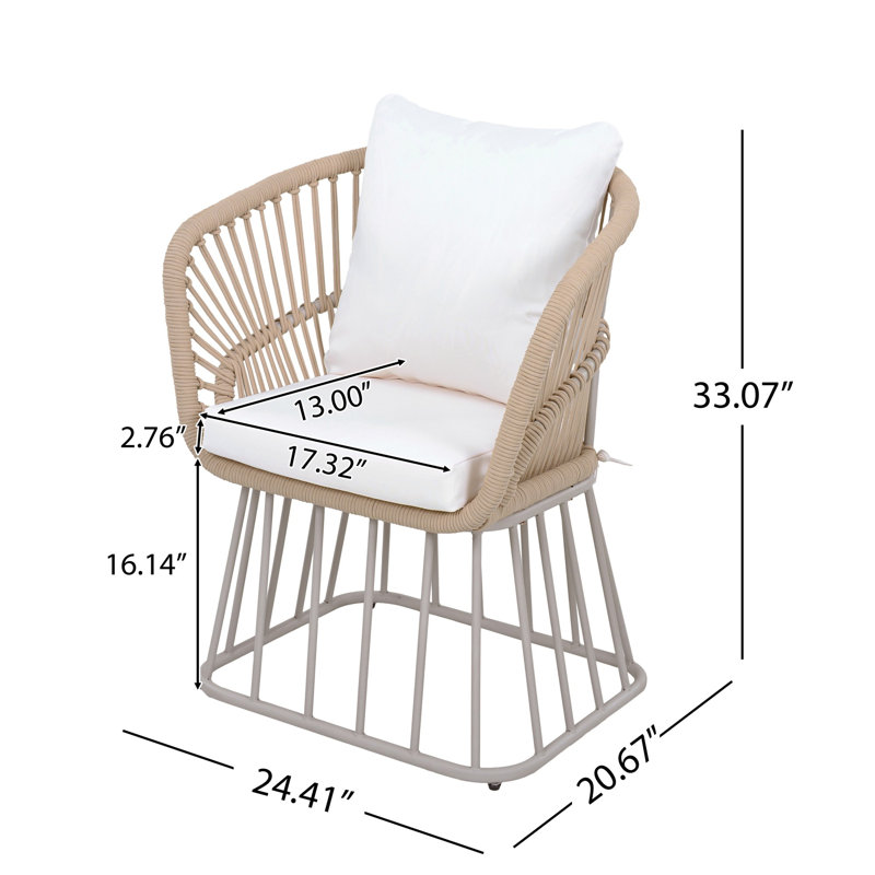 Chaise de salle à manger d'extérieur avec structure en acier, coussin