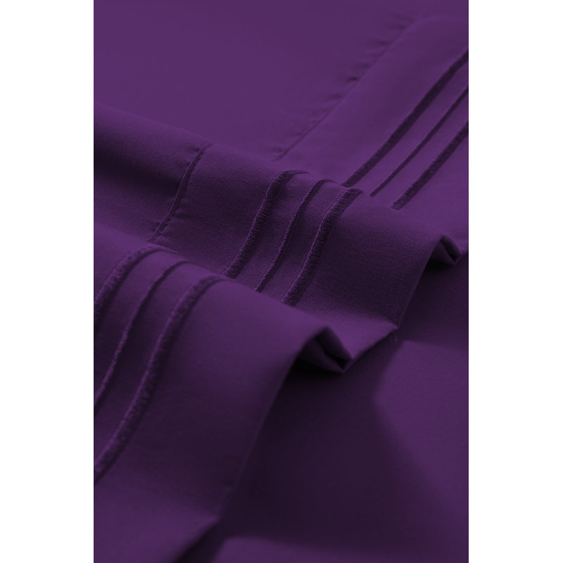 Ensemble de draps en rayonne , Violet, Ensemble de draps pour très grand lit + un drap-h
