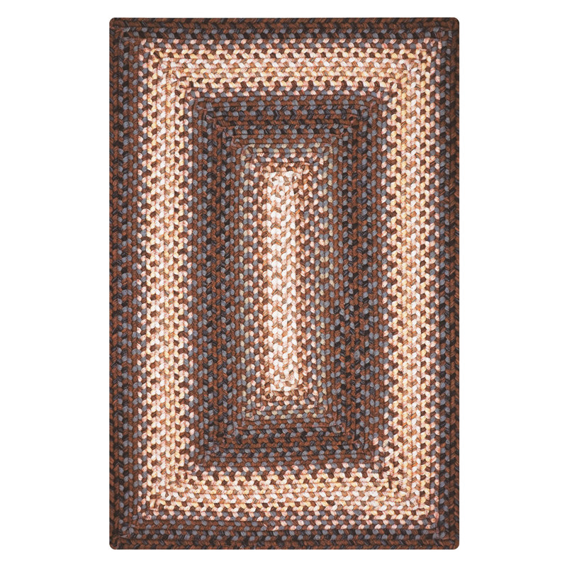  Tapis tressé lavable intérieur / extérieur noir / brun / brun clair / gris, Rectangle 6 pi x 9 pi