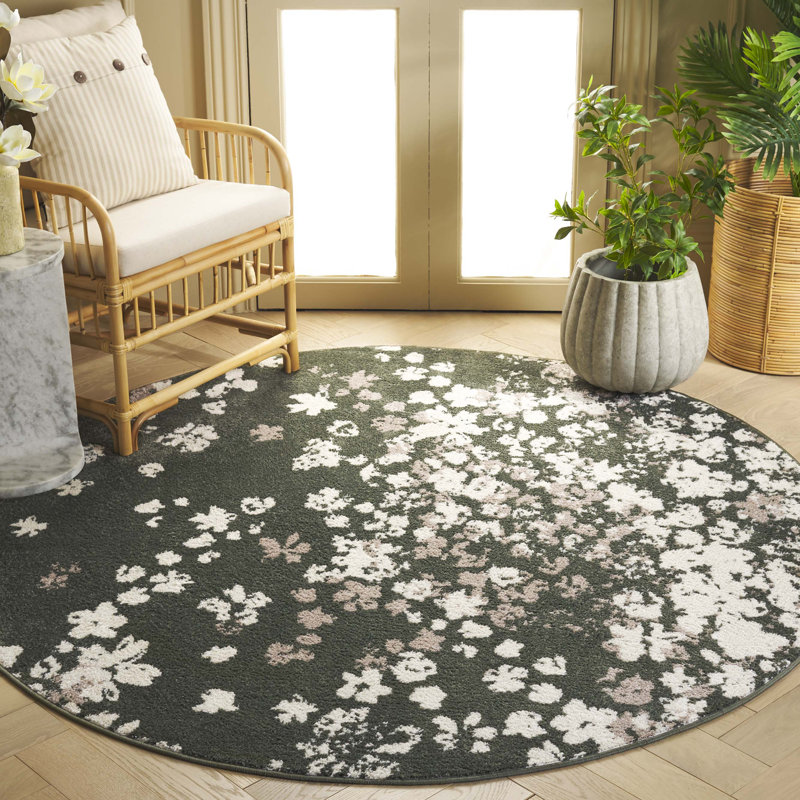 Tapis floral Yudiel Performance, Rond 6 pi