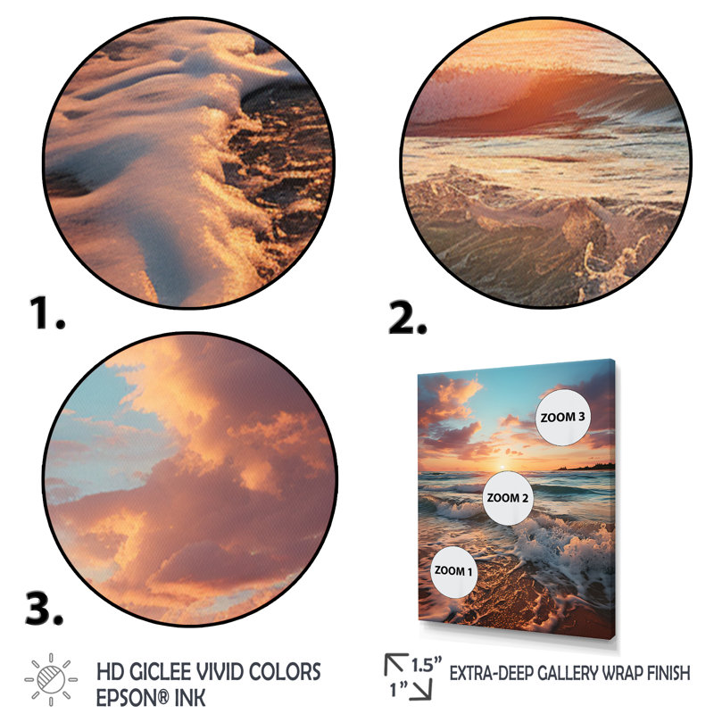 Ameya Beach Golden Sands XVIII sur toile, Cadre photo blanc, H 44 po x l 34 po x P 1,5 po