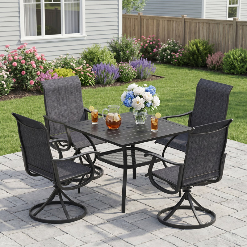 Fauteuils d'extérieur pivotants, Coussin gris anthracite / structure noire