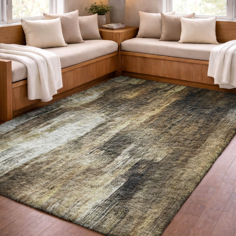 Tapis à poil long de qualité supérieure lavable à la machine ADS567, 3' x 5', Chocolate
