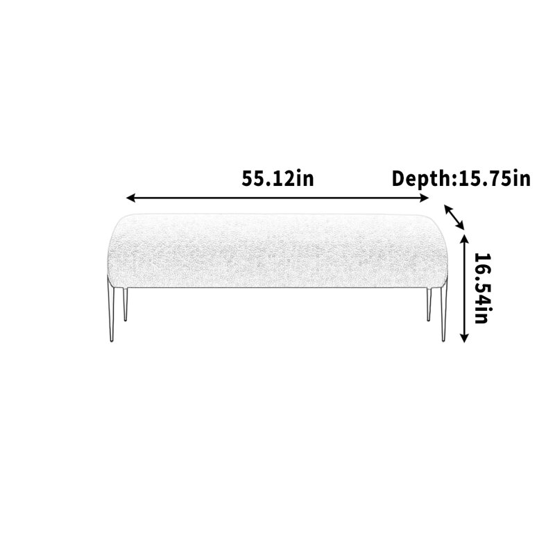 Banc de repos simple, H 16,54 po x l 55,12 po x P 15,75 po