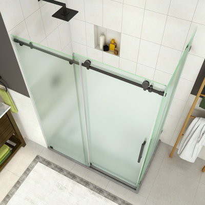 Coraline 44" - 48" W x 33.875" D x 76" H Frameless Sliding Shower Enclosure