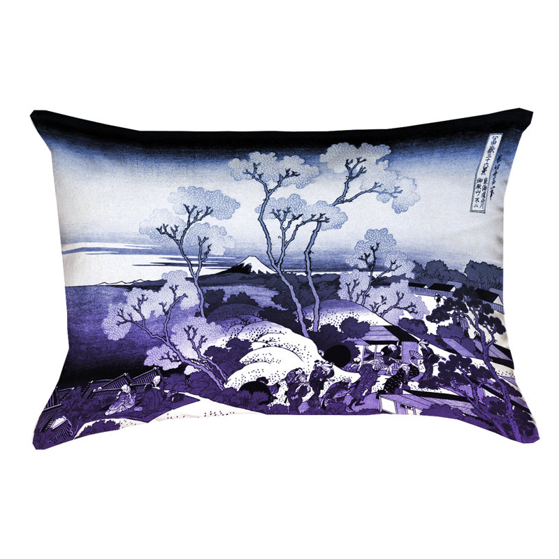 Katsushika Hokusai Floral Pillow Cover, Blue/Purple