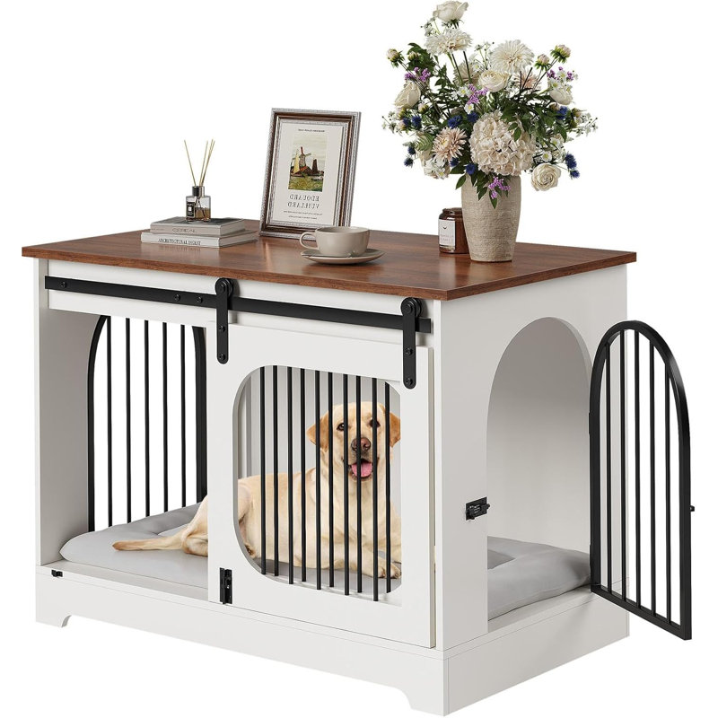 Table d'appoint pour cage de chien de 39,4 pouces, niche intérieure en bois