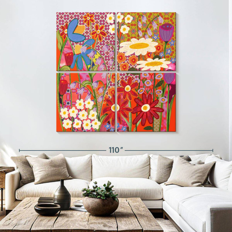Harnek Flower Fabric II, 74" H x 74" W