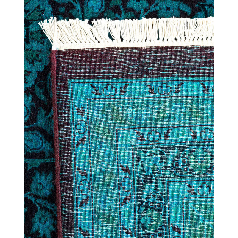 Tapis bleu noué à la main de conception unique Holsworth - bleu