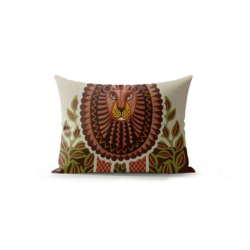 Aro Microsuede Rectangular Pillow, Beige/Brown/Green