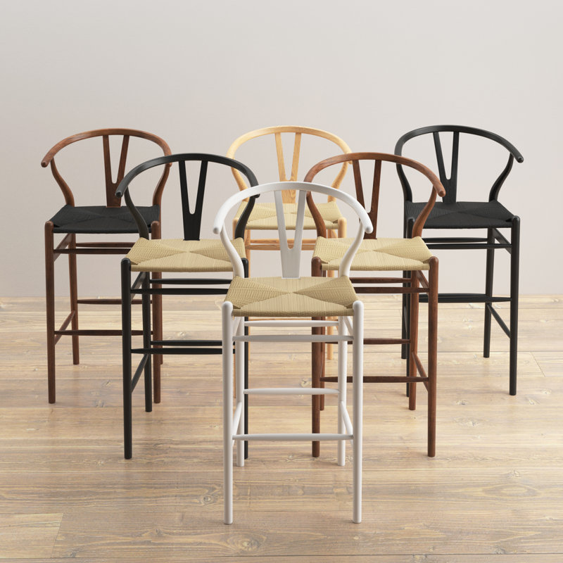 Etta Solid Wood Bar & Counter Stool, Black/Black, Counter Stool (25.75" Seat Height)