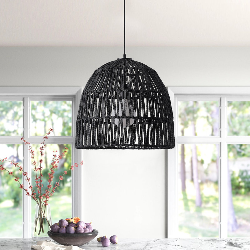 Luminaire suspendu à intensité variable en rotin tissé 1 lumière Blaiklee