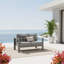 Causeuse de patio en aluminium toutes saisons de 50 po avec coussins gris foncé épais et structure grise-54453670-54453668