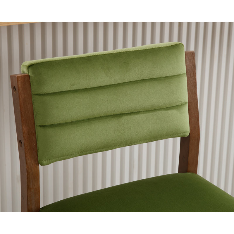 Tabouret de comptoir rembourré 26,5 po Tebbo avec structure en bois massif, Brun, Vert