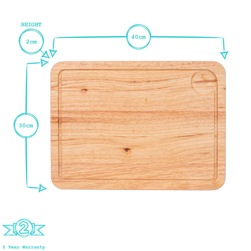 40cm x 30cm Rectangular Wooden Chopping Board - By Argon Tableware, 30 cm x 40 cm