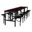 Ensemble de table et chaises Harriet à hauteur debout avec 12 tabourets coulissants, plateau en noyer et sièges en bois de noyer-131284339