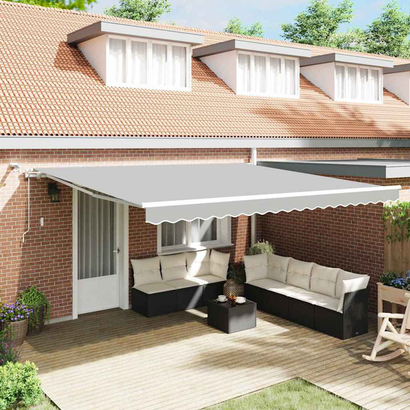 Brayden Studio Retractable Door / Window Awning, 500 cm W x 350 cm D, White
