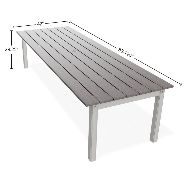 Table de salle à manger extensible 42 po x 120 po, Brun / neige