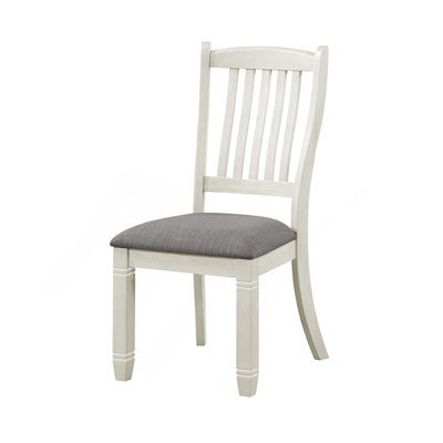 Antique White Finish Dining Side Chairs Set Of 2Pc Fabric Upholstered Casual Style Dining Room Furniture