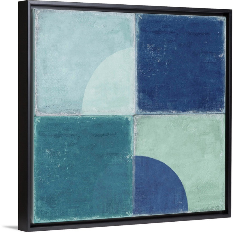 "Blue tiles III" par Tom Reeves, reproduction d’art sur toile, Toile avec cadre noir, H 18 po x l 18 po x P 1,75 po