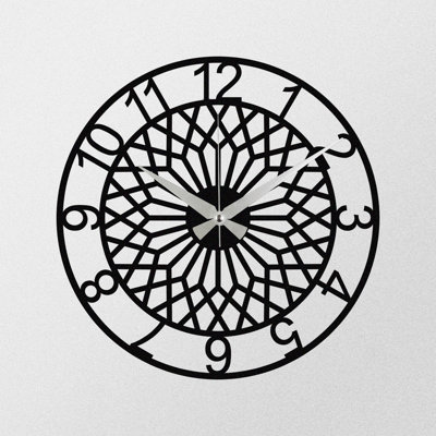 Stylish Decorative Metal Wall Clock, Black, 18.9 x 18.9 inches | 100% Metal Construction, Thickness: 0.05 inches | Requires 1 AA Battery (Not Included) | Perfect for Modern Home Decor & Living Spaces