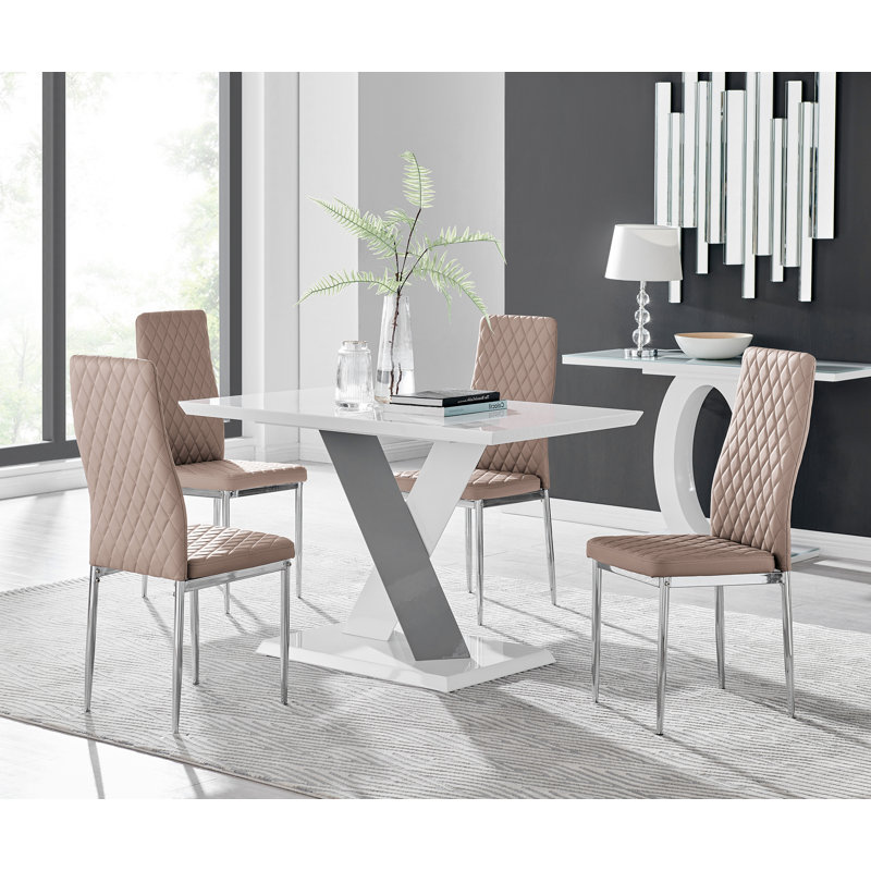 Eubanks 5 - Piece Dining Set, Cappuccino/Silver