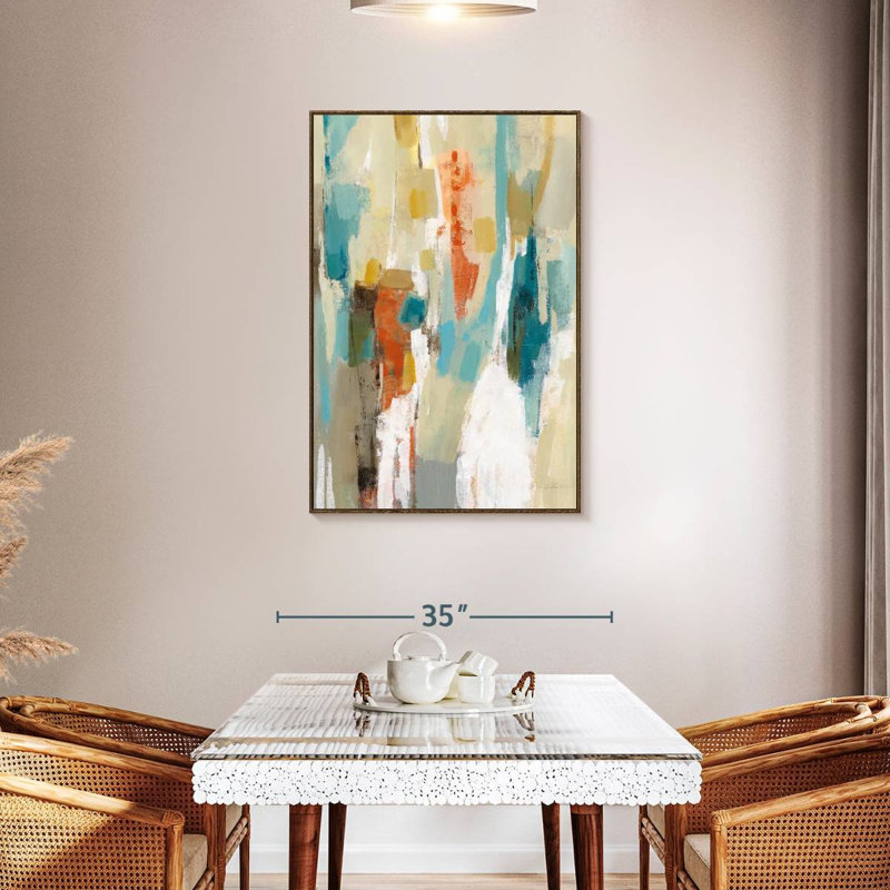 Marches sur le sable abstrait, 29" x 43", Floating Frame Walnut