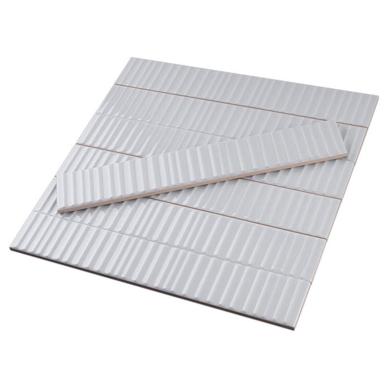 Carrelage mural en céramique polie Nova 1,97 po x 11,81 po Nova, Décor gris fumée