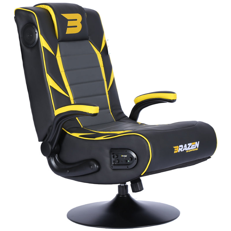 BraZen Panther Elite 2.1 Bluetooth Surround Sound Gaming Chair, Yellow