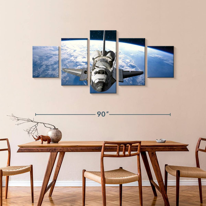 Space Shuttle Orbiting Earth, 42" H x 92" W