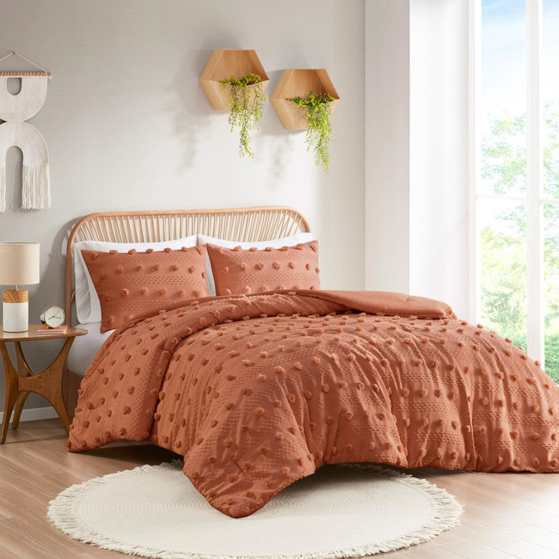 Literie élégante - Édredon pour lit double / grand lit de couleur rouille