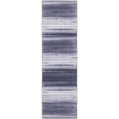 Abstract Machine Washable Polyester/Cotton Area Rug in Gray