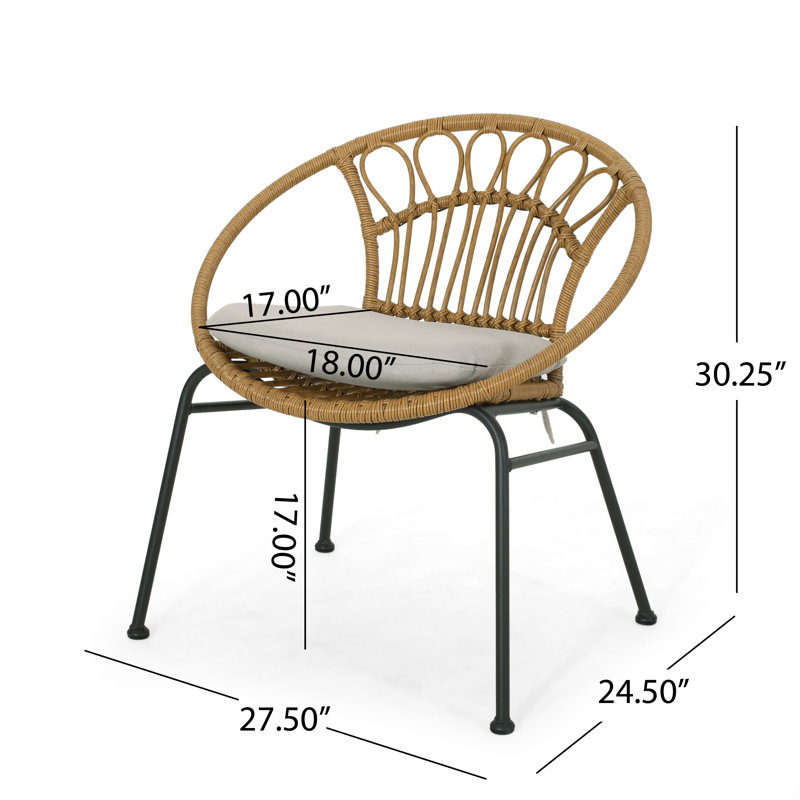 Chaise de patio avec coussin Cece