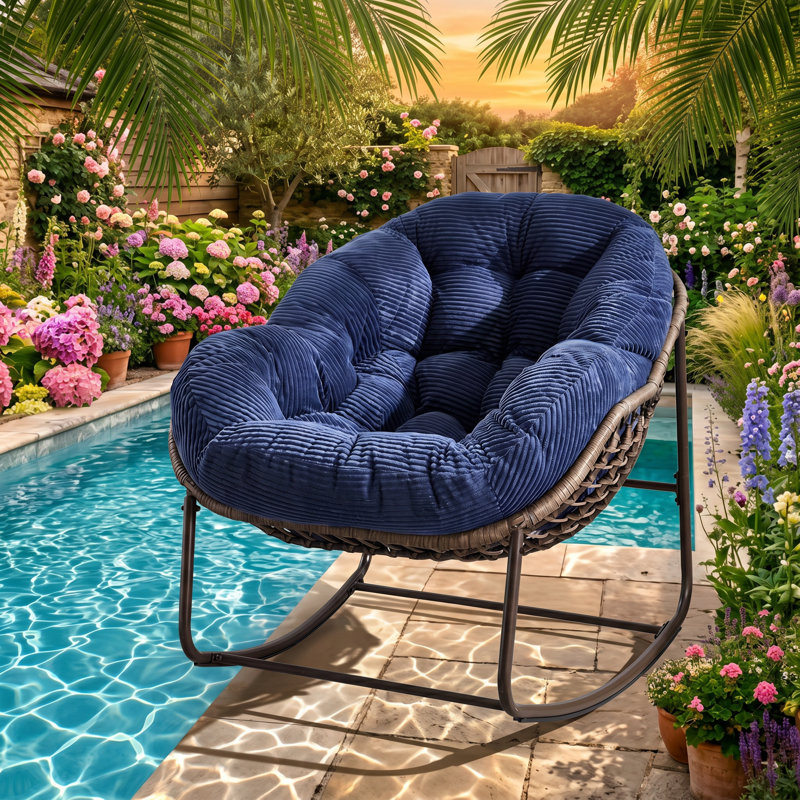 Fauteuil à bascule en acier tissé à la main l 37,2 po x P 43,7 po x H 31,5 po Hifine