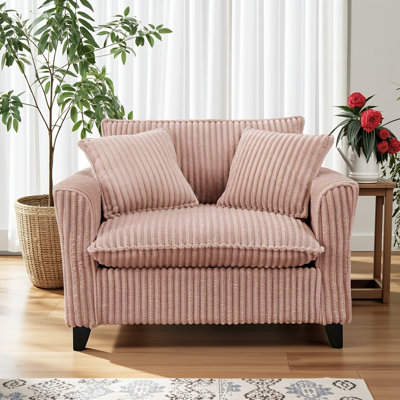 Fauteuil paresseux pour une personne - tissu touffeté en velours côtelé avec accoudoirs et dossier ergonomique, coussin doux à haute élasticité, style rétro pour le salon / la chambre à coucher (assemblage facile)
