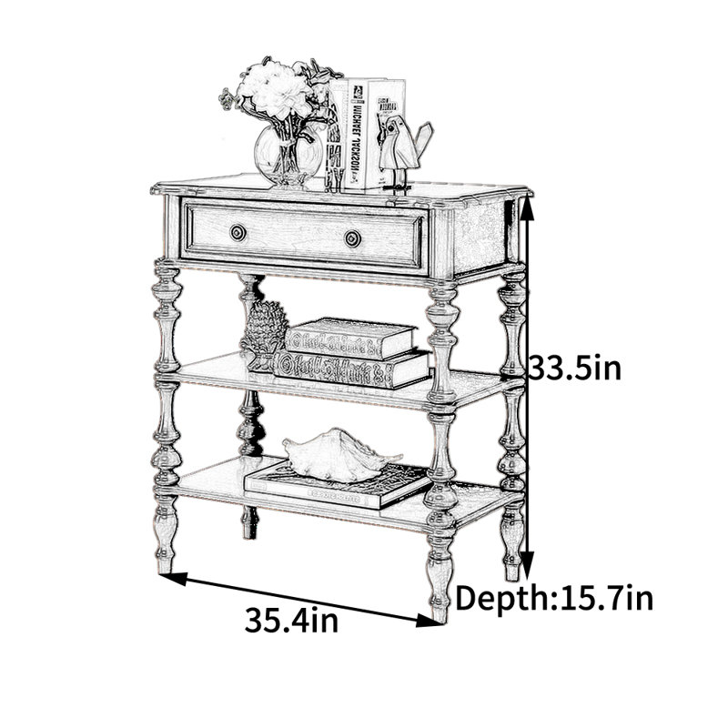 Sison, Brun, H 33,5 po x l 35,4 po x P 15,7 po