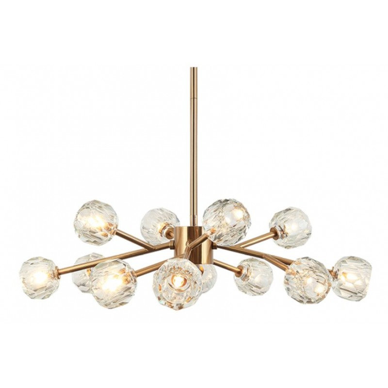 Lustre linéaire moderne Spoutnik clair, Givré, Or poli, 36" Diameter x 9" Height