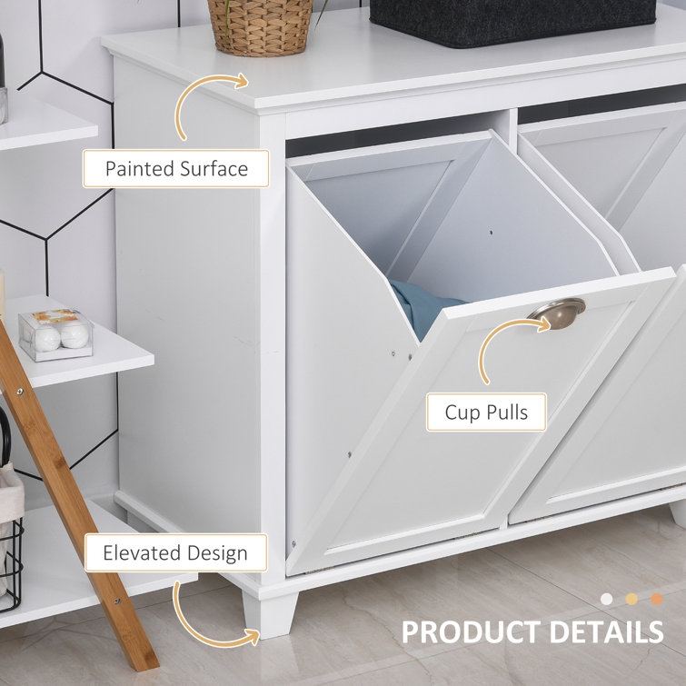 HOMCOM Tilt-Out Laundry Storage Cabinet, Bathroom Storage Organizer With  Two-Compartment Tilt Out Hamper, White & Reviews