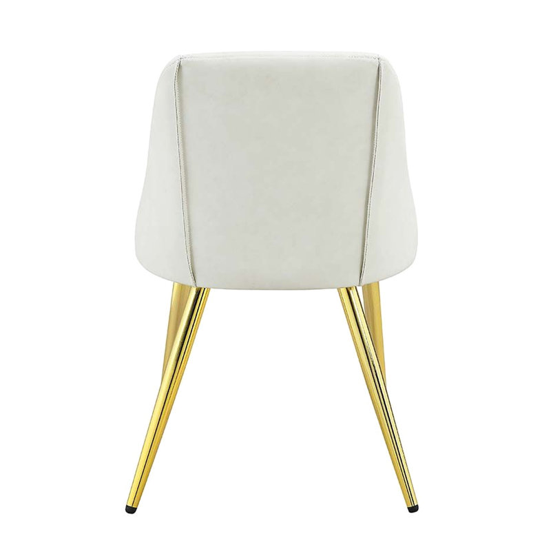 2 chaises d'appoint pour la salle à manger, cuir synthétique blanc, pieds en métal, coussins en mousse haute densité, structure en bois composite, patins en plastique