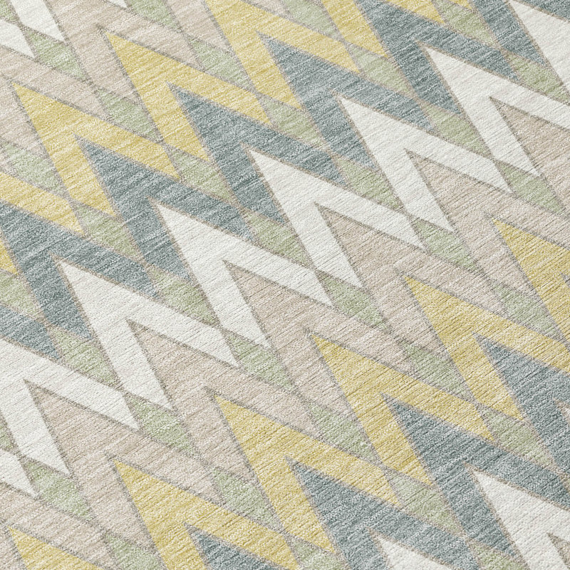 Machine Washable Indoor/Outdoor Chantille ACN2558 Geometric Rug, Ivory, 10' x 14'