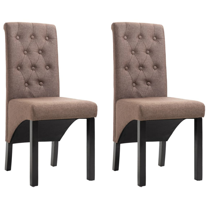 Dining Chairs Side Chair with Solid Wood Legs for Home Kitchen Fabric, Brown, 2