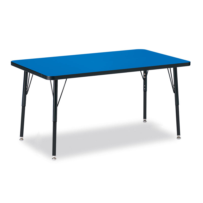 Oak and Black Adjustable Rectangle Activity Table with Steel Legs