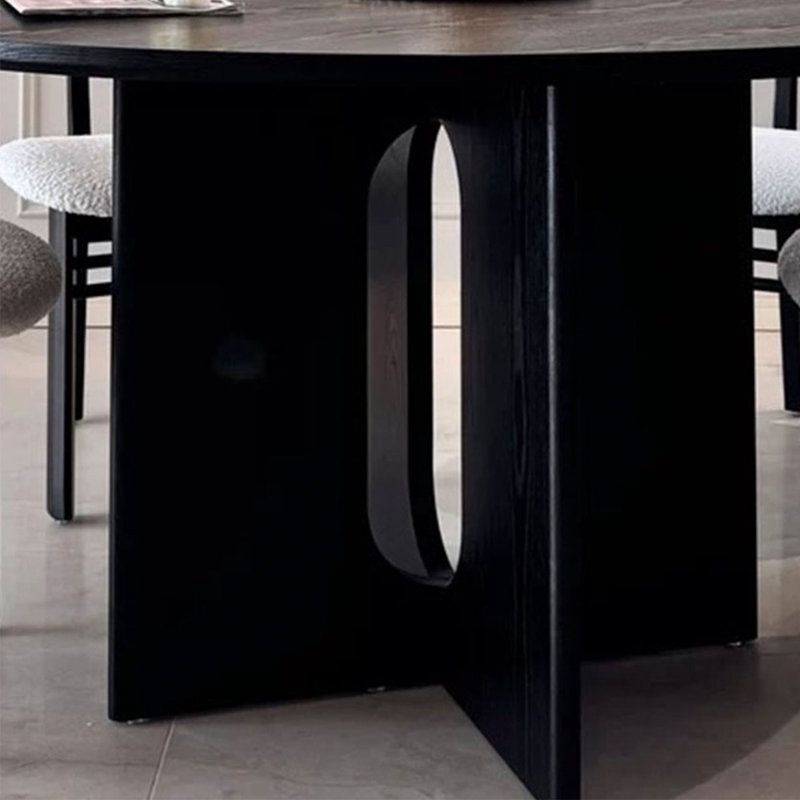 Table de salle à manger et table ronde en bois massif noir, H 29,5 po x L 39,3 po x l 39,3 po