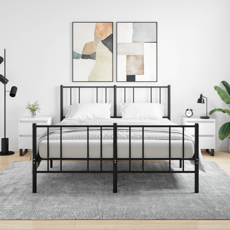 Mikaia 40cm W Iron Bedside Table, White
